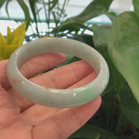 "Half Round" Burmese Blue- Green Jadeite Jade Bangle Bracelet (59.76 mm) #704