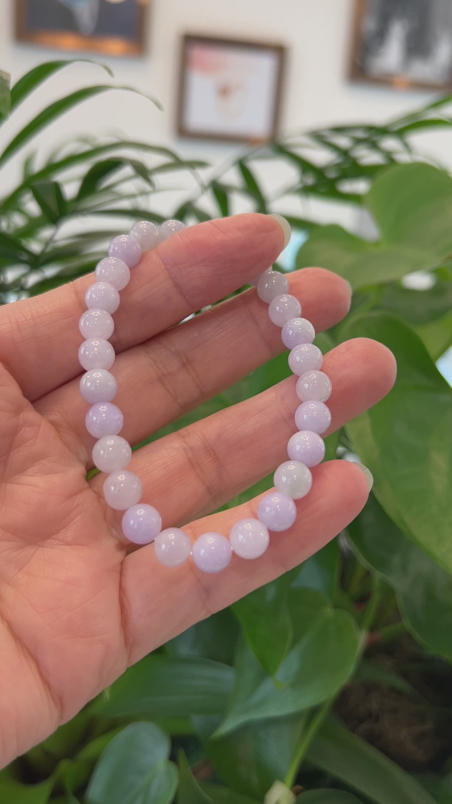 Jadeite Jade 7.5 mm Round Lavender Beads Bracelet ( 7.5 mm )