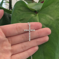 18K White Gold Cross Pendant Necklace With SI Diamonds