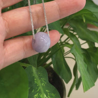 Baikalla™ "Good Luck Button" Necklace Real Lavender Jade Lucky KouKou Pendant Necklace