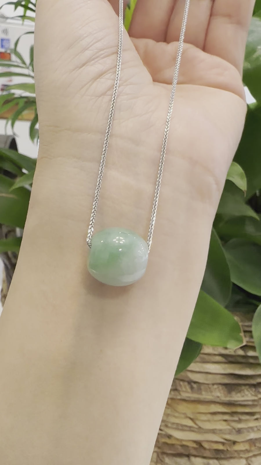 Baikalla™ "Good Luck Button" Necklace Rich Forest Green Jade Lucky TongTong Pendant Necklace