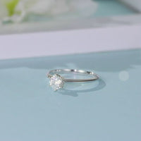 Baikalla™ "Luna" Sterling Silver Moissanite 6 Prong Promise Ring