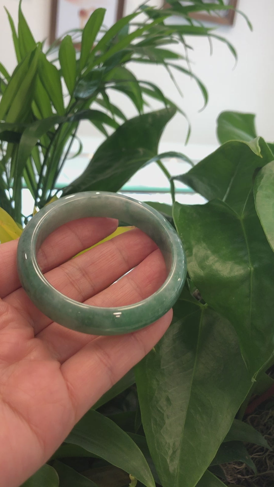 Baikalla Blue-Green Natural Jadeite Jade Bangle Bracelet (55.53mm) #885
