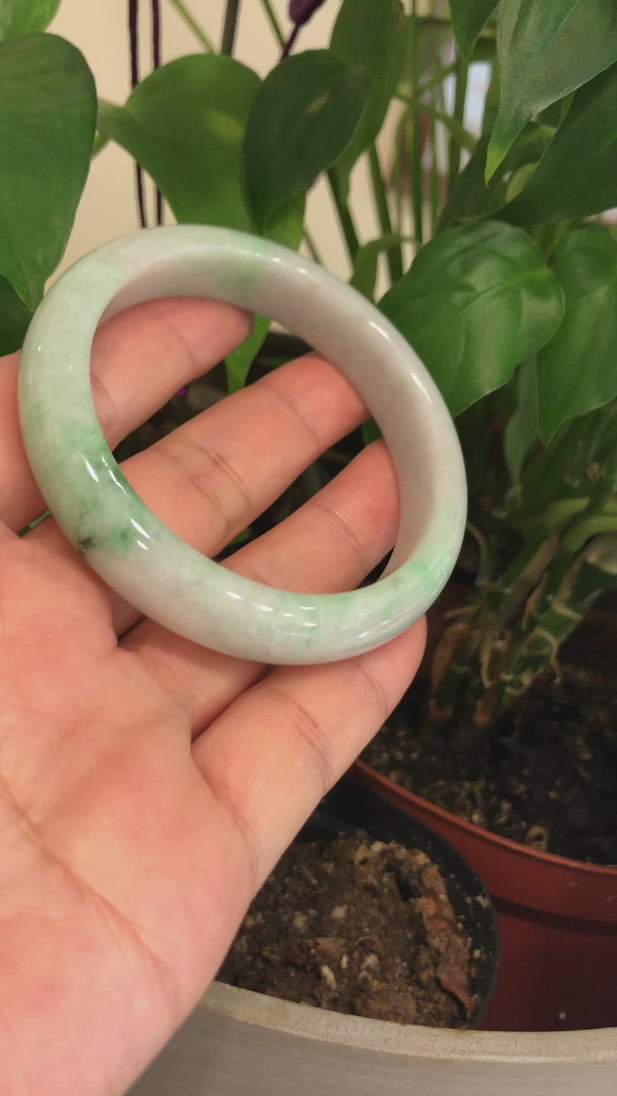 Baikalla™ "Classic Bangle" Genuine Burmese Green Jadeite Jade Bangle Bracelet (58.4 mm) #169