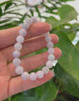 Jadeite Jade 9 mm Round Lavender Beads Bracelet ( 9 mm )