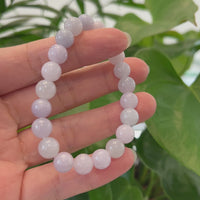 Jadeite Jade 9 mm Round Lavender Beads Bracelet ( 9 mm )