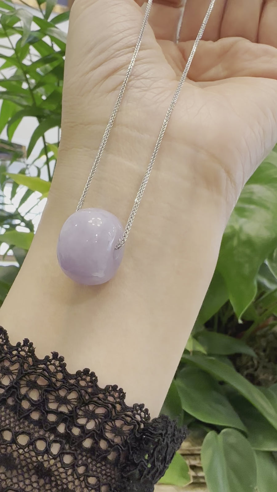 Baikalla "Good Luck Button" Necklace Lavender Jadeite Jade Lucky KouKou Pendant Necklace