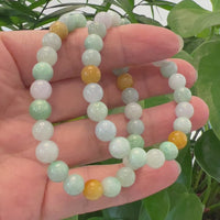 Genuine Jadeite Jade Round Multiple Colors Beads Bracelet ( 7.5 mm)