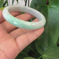 Lavender- Green Natural Genuine Burmese Jadeite Jade Bangle ( 56.14 mm ) #608