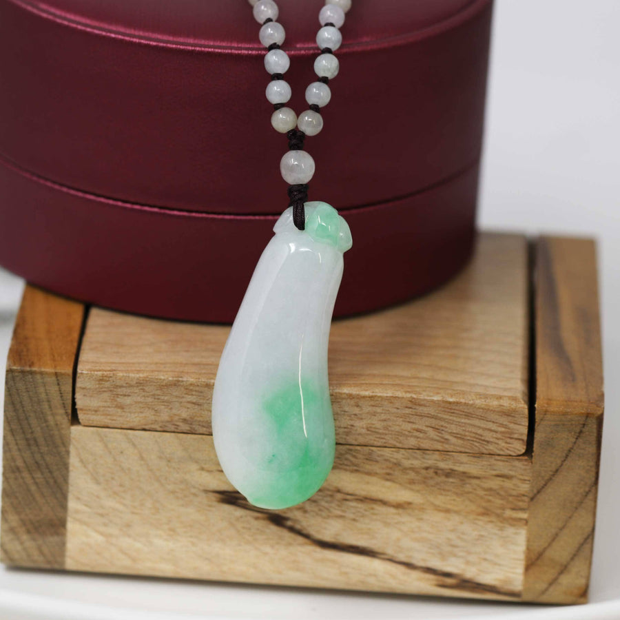 Baikalla Jewelry Jade Pendant Necklace Genuine Green Jadeite Jade Good Luck Pea Necklace