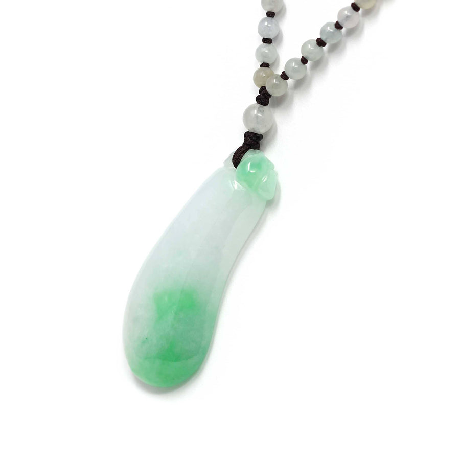 Baikalla Jewelry Jade Pendant Necklace Genuine Green Jadeite Jade Good Luck Pea Necklace