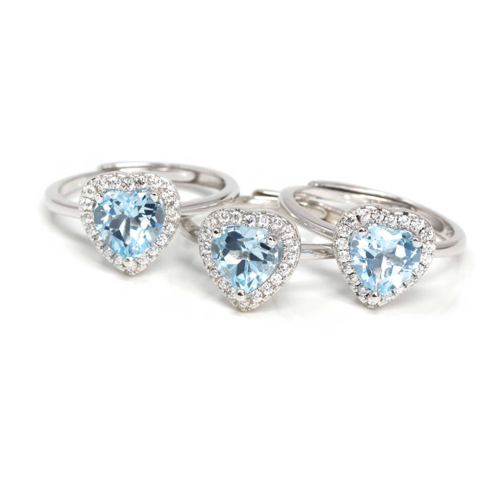 Baikalla Jewelry Gemstone Ring Baikalla™ Sterling Silver Natural Sky Blue Heart Topaz Ring
