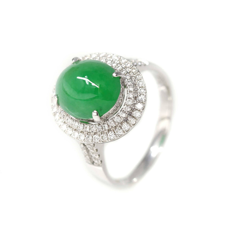 Baikalla Jewelry Jadeite Engagement Ring 5 18k White Gold Imperial Green Jadeite Jade Ring With Diamonds