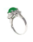 Baikalla Jewelry Jadeite Engagement Ring 18k White Gold Imperial Green Jadeite Jade Ring With Diamonds
