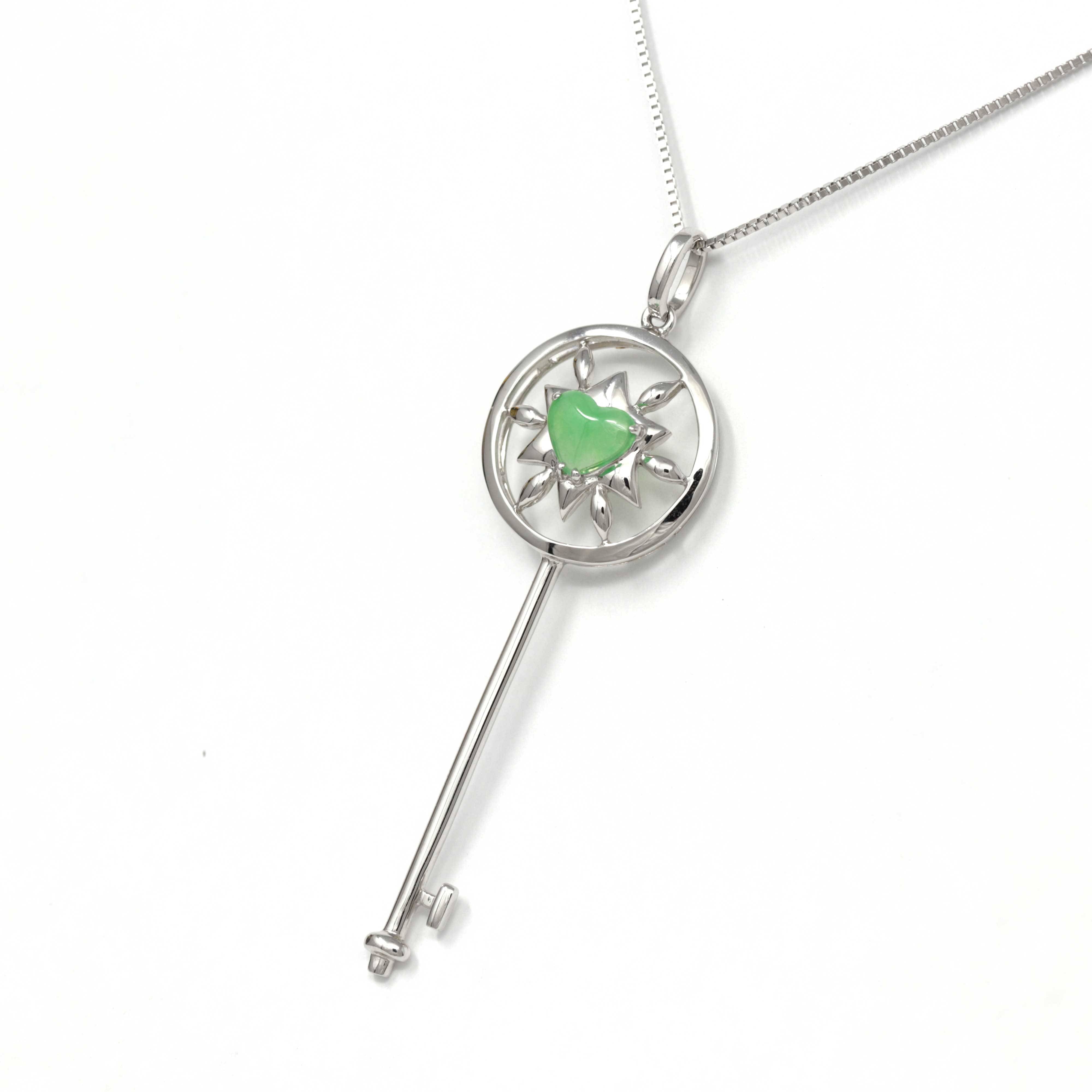 Jade Initials Key Jadeite Jade Key Pendant Necklace | Real Jade Jewelry | Baikalla.com – BKLA