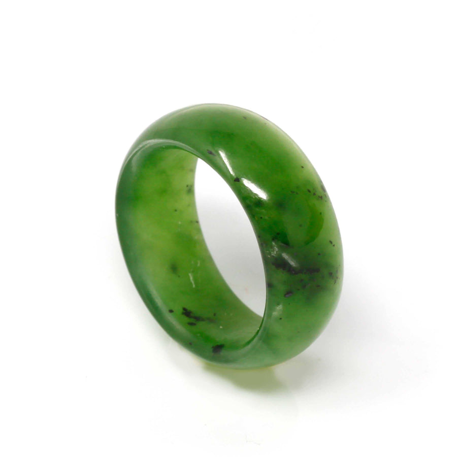 Baikalla Jewelry Jade Ring Natural Forest Green Nephrite Jade Band Ring