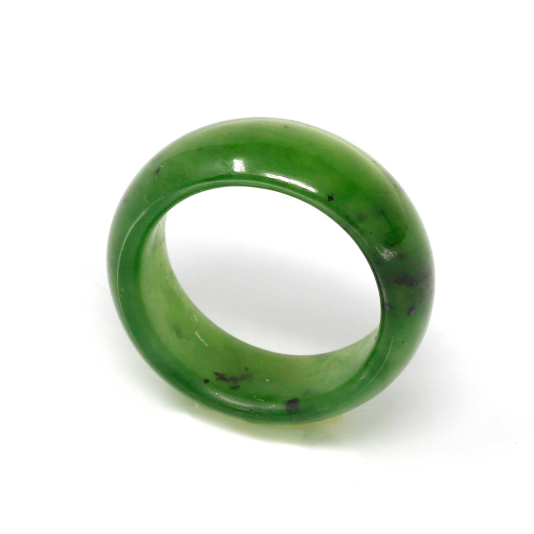 Baikalla Jewelry Jade Ring 9.5 Natural Forest Green Nephrite Jade Band Ring