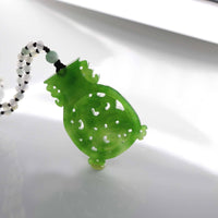 Baikalla Jewelry Jade Pendant Necklace Genuine HeTian Nephrite Green Jade Good Luck Vase Pendant Necklace With Dragon