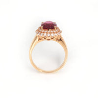 Baikalla Jewelry gold tourmaline ring 18k Rose Gold Natural Red Tourmaline with Diamonds Halo Ring