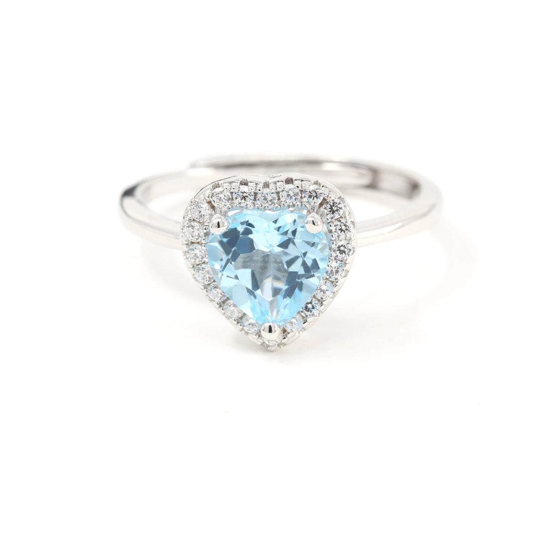 Baikalla Jewelry Gemstone Ring Baikalla™ Sterling Silver Natural Sky Blue Heart Topaz Ring
