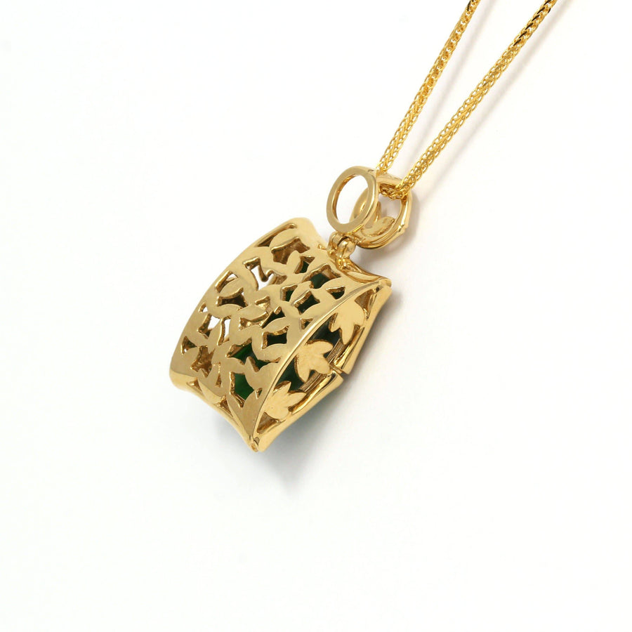 Baikalla Jewelry 18k Gold Jadeite Necklace 18k White Gold Genuine Burmese Jadeite Bamboo Pendant Necklace With Diamond