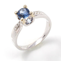 Baikalla Jewelry Gold Sapphire Ring 7.75 18k White Gold Natural Blue Sapphire Engagement Ring