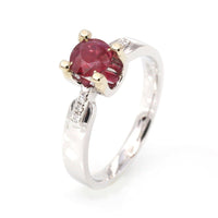 Baikalla Jewelry Gold Ruby Ring 7.5 18k White Gold Natural Round Ruby Diamond Engagement Ring