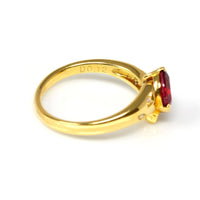 Baikalla Jewelry Gold Ruby Ring 18k Yellow Gold Natural Oval Ruby Diamond Anniversary Ring #R14