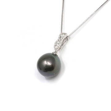 Baikalla Jewelry Gold Pearl Necklace Baikalla Jewelry™ 18k Gold Round Black Tahitian South Sea Cultured Pearl & Diamond Michelle Pendant Necklace for Women in AAA Quality