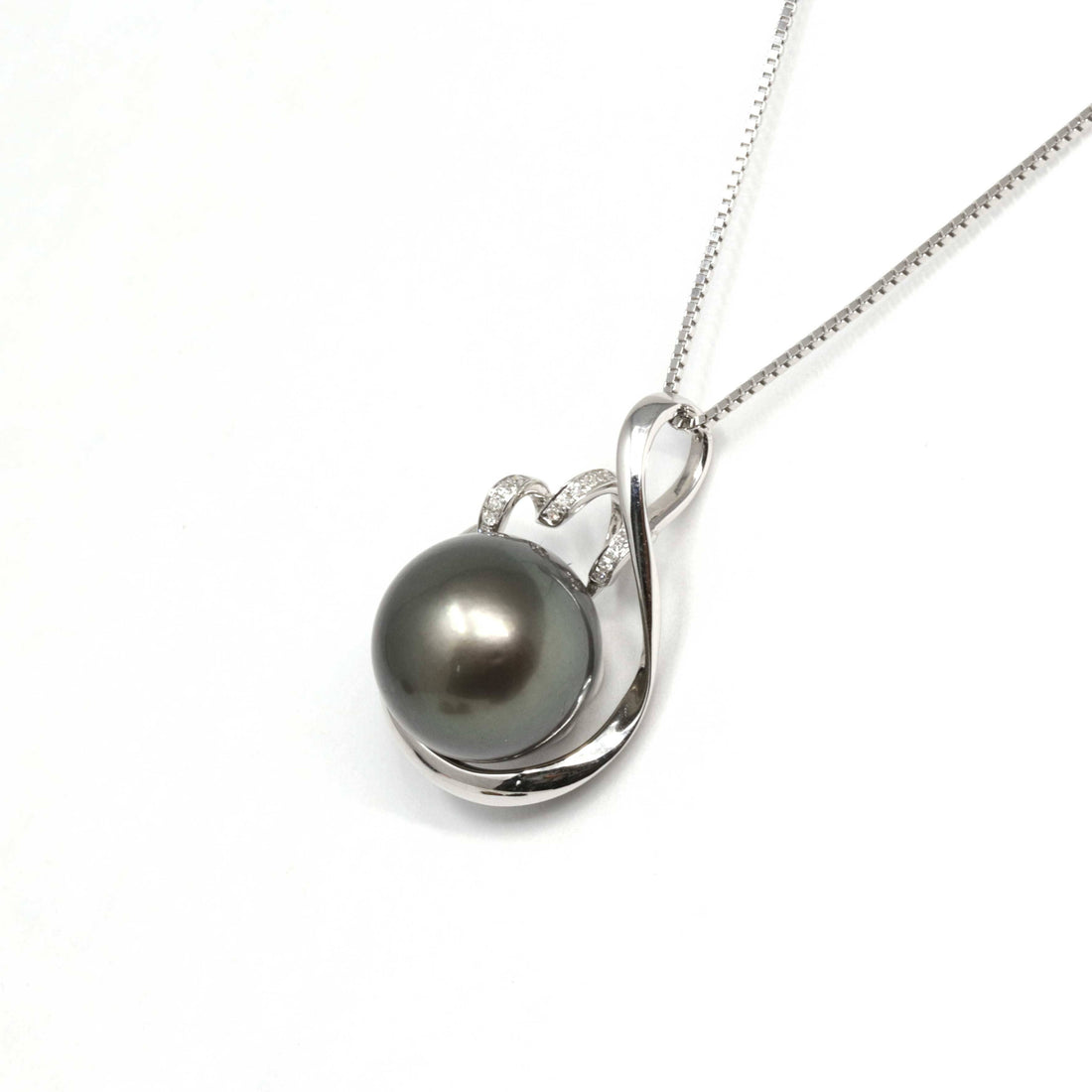 Baikalla Jewelry Gold Pearl Necklace Baikalla Jewelry™ 18k Gold Round Black Tahitian South Sea Cultured Pearl & Diamond Michelle Pendant Necklace for Women in AAA Quality